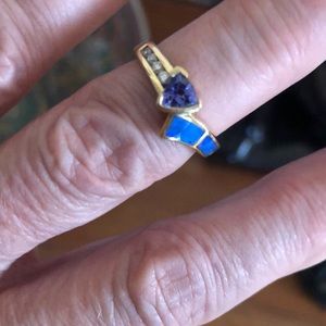 14 k opal inlay and Tanzanite